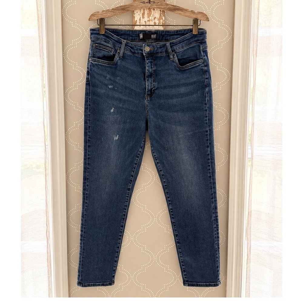 KUT from the Kloth Skinny Jeans Distressed Medium Wash 14W